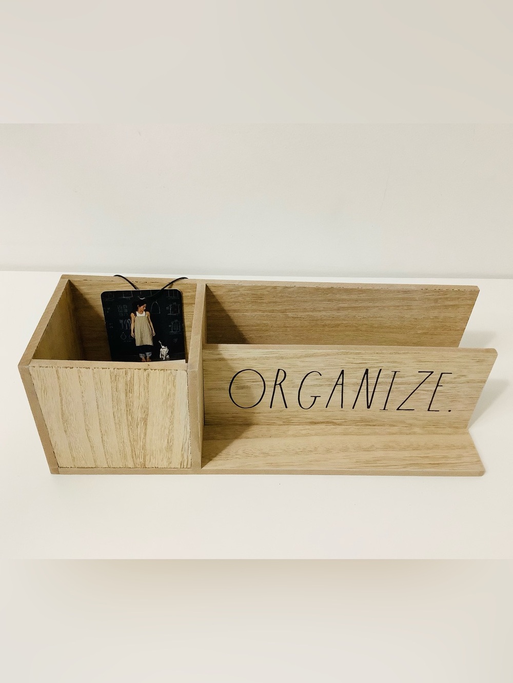 Rae Dunn Wood Farmhouse Organizer Paper Pens Documents NWT